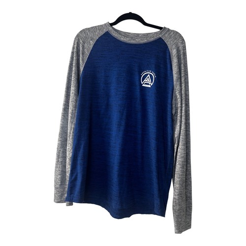 American Eagle Shirts Men Large Crew Neck Long Sleeve Grey Blue Casual  - Imagen 1 de 11
