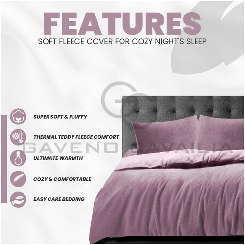 Luxury Fleece Teddy Bear Duvet Cover Set, Cosy Sherpa Matching Fitted Bed Sheets - Picture 68 of 120