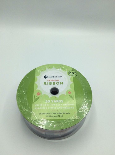 Member's Mark Premium Wired Ribbon 2.5 Buffalo Plaid Red White and Blue - Picture 2 of 4