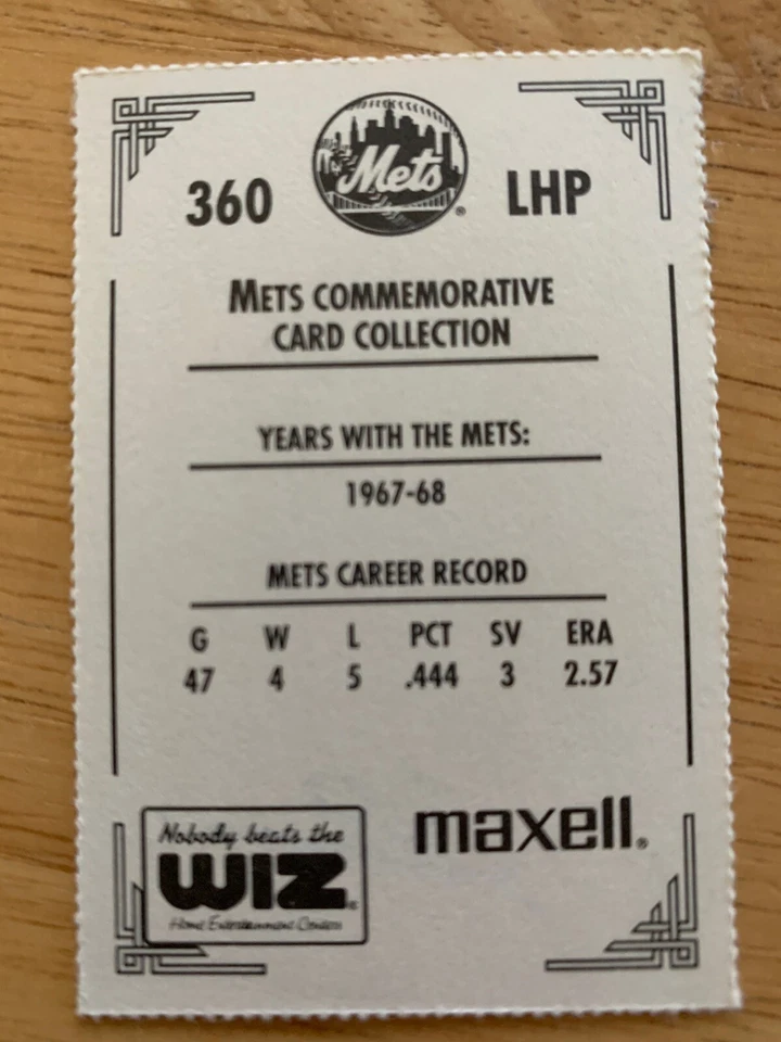 DON SHAW SIGNED RARE 1991 NEW YORK NY METS WIZ SGA BASEBALL CARD #360 AUTOGRAPH - Image 2 of 2