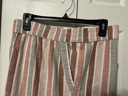 Sonoma Goods for Life Womens Plus Size Beige Green Stripe Pull-On Shorts Size 2X - Picture 2 of 9