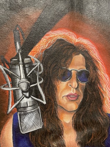 Airbrushed Howard Stern Guess By Georges Marciano 90s Black Acidwash Jean Jacket - Picture 5 of 15