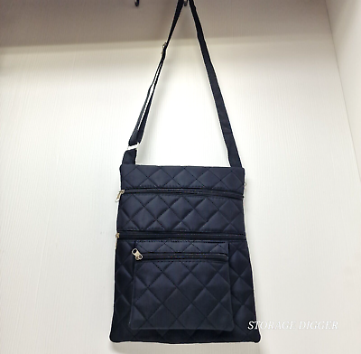 #ad #ad Shoulder Bag Women#x27;s Black Quilted Zipper Adjustable Crossbody Strap Handbag