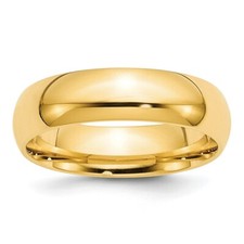 Real 14kt Yellow Gold 6mm Standard Weight Comfort Fit Wedding Band Size 5