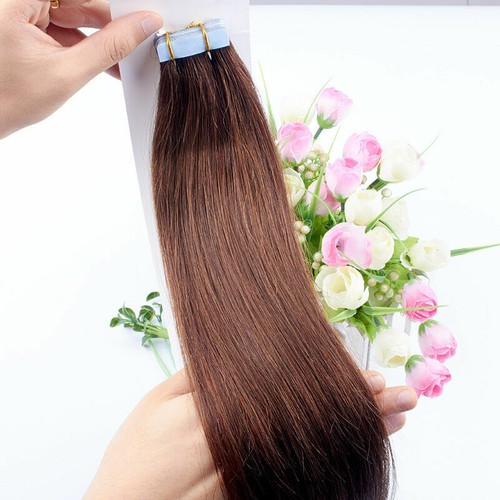 Cinta sin costuras en extensiones de cabello humano tramas de piel cabello ruso Remy cabeza completa 9A - Imagen 27 de 73