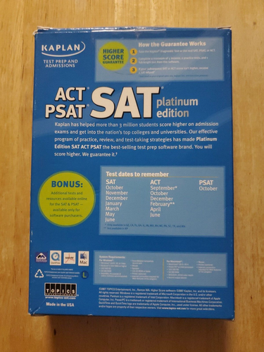 Kaplan SAT ACT & PSAT 2005 Platinum Edition for PC / Mac - untested - Picture 2 of 10