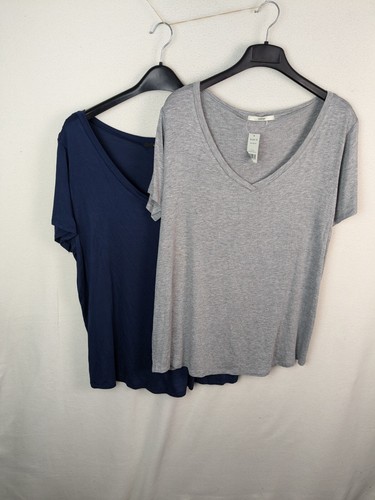 George Damen Freizeit Top Bluse Paket X2 Grau und Blau Kurzarm Gr. 18 Neu