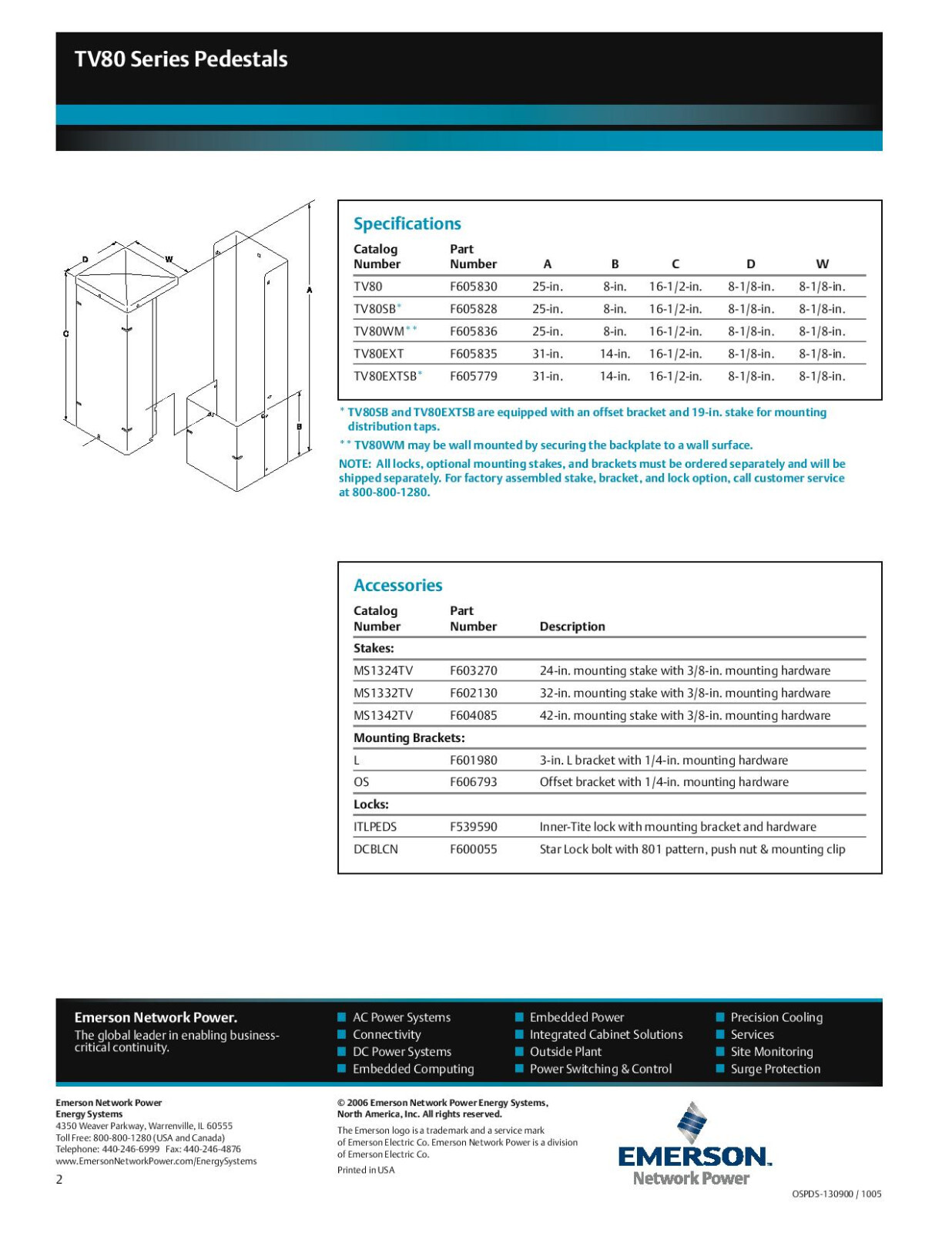 Vertiv Outdoor CATV Pedestal TV80SB eBay