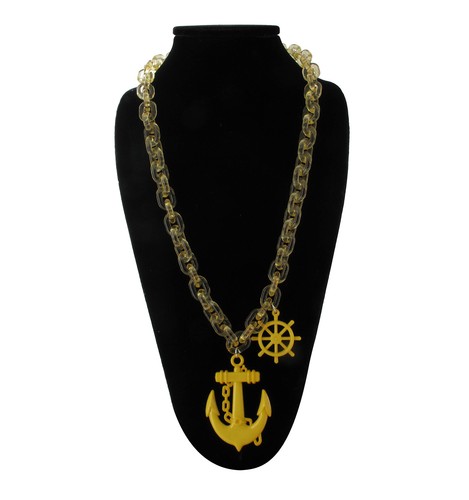 Yellow Nautical Sailor Anchor Captains Wheel Pendant Chain Necklace 30" - Bild 2 von 5