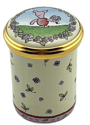 Rare Halcyon Days Enamels Piglet A Rather Springy Bouquet Box Disney Pooh 1.5” - Picture 2 of 4