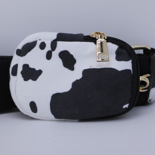 NEW AHDORNED Vegan Leather Black & White Cow Print Messenger Bag - Picture 19 of 22
