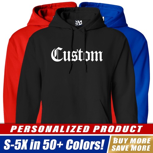 Custom Old English HOODIE | Personalized OE Streetwear Mens Hooded Sweatshirt - Picture 1 of 30