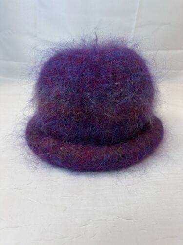 Felted Wool Hat Women's Bumper Bucket Style Hand Made Purple Pink Soft
