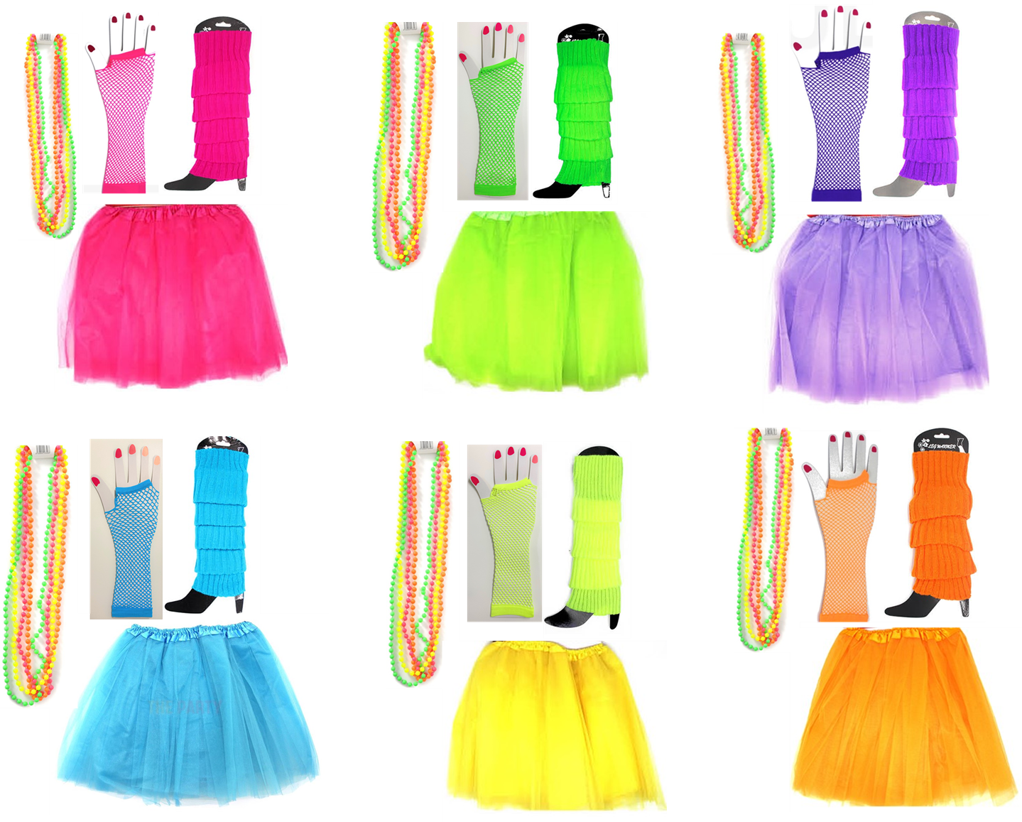 Ladies 80s Neon Disco Party Costume Accessories Tutu Leg Warmers Gloves