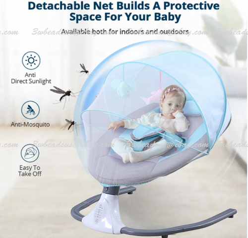 Electric Baby Swing Cradle Infants Bouncer Bed Seat Crib Motorized Bluetooth US - Picture 3 of 12