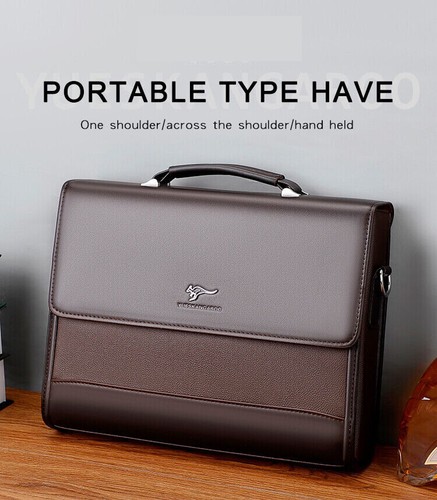Men's Leather Briefcase Business Laptop Bag Work Office Handbag Shoulder Bag - Picture 11 of 13