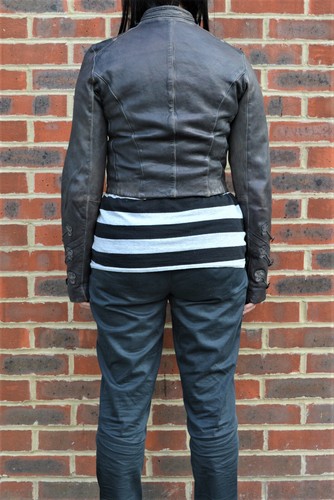 All Saints Ladies BROCADE Cropped Military leather Jacket UK8 Victorian 1  - Picture 9 of 15