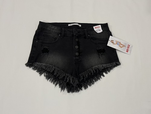 Celebrity Pink Mid Rise The Sugar Black Shorts- Size 11/30 Cotton/ Polyester New - Picture 2 of 14