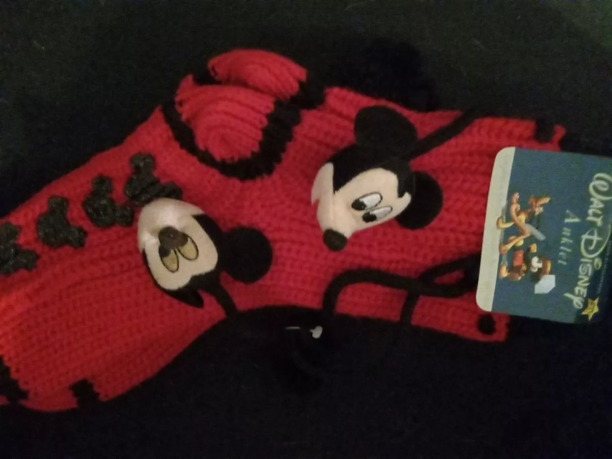 Walt Disney Anklet Red Knitted Mickey Mouse Booty Socks skid free Sz 9 11 NEW