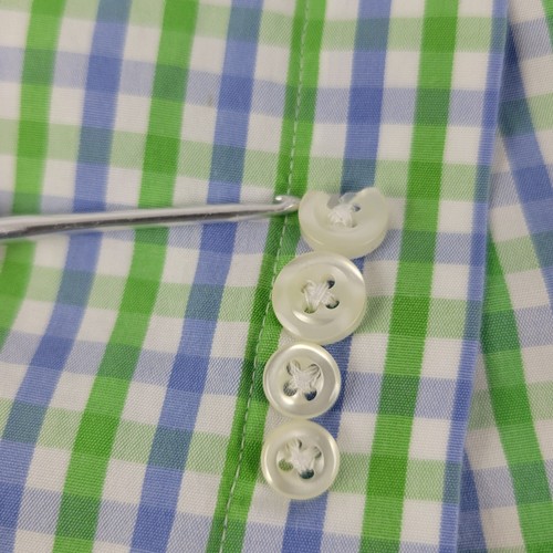 Lands End Shirt Green White Gingham Plaid Men's size 15.5 (34-35) Long Sleeve - Picture 10 of 10
