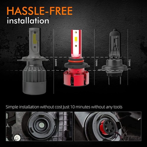 9012 HIR2 LED Headlight Bulbs Kit High Low Beam Upgrade Super Bright 6000K White - Picture 39 of 47