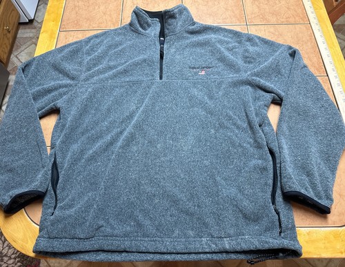Vintage Polo Sport Ralph Lauren Gray 1/4 Zip Fleece Pullover Sz Large Flag Logo