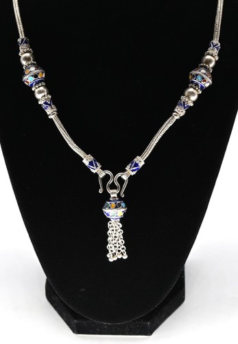 Fabelhafte strahlend blau emailliert & Sterling Halskette - 65 Gramm und 24" - atemberaubend - Bild 2 von 8