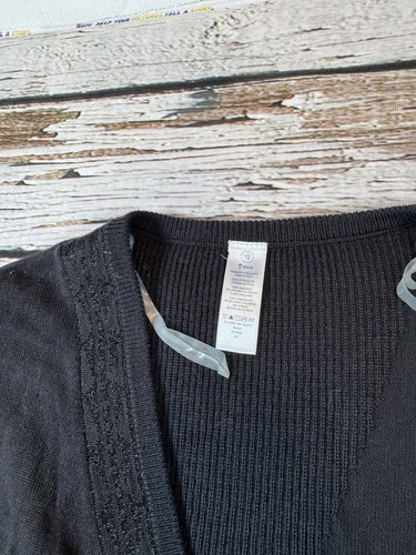 Ivivva by Lululemon Girls Knit Wrap Cardigan Sweater Top size 12 Black Sparkle - Picture 2 of 2