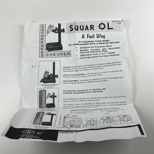 NEW Squar-OL Squareness Checker Fine Adjustment Indicator Positioner Holder Base - Picture 11 of 12