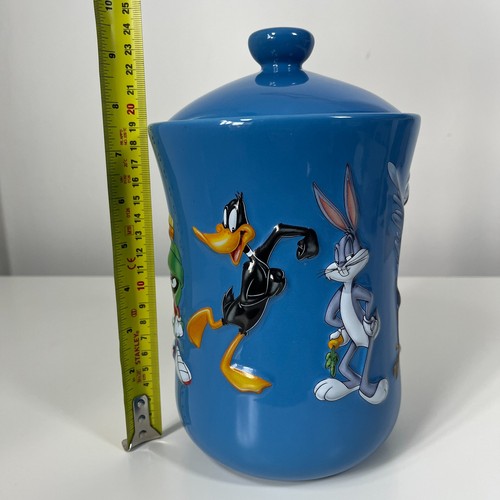 Rare 2001 Warner Brothers Looney Tunes X Pres Blue Ceramic Cookie Jar - Picture 15 of 16