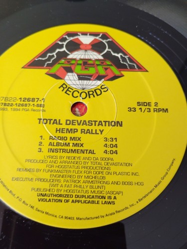 Total Devastation Hemp Rally VG+ Gold Stamp Promo Vinyl 12 Inch - Picture 9 of 9