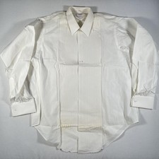 Vintage Brooks Brothers Tuxedo Dress Shirt Mens 17.5 White Cotton Pleated USA
