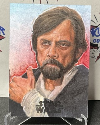 Topps Star Wars The Last Jedi Sketch by JON ARTON of LUKE SKYWALKER 1 of 1