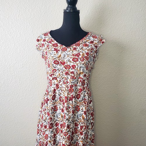 NWT Emery Women's White/ Pink Floral Long Dress Short Sleeve Size: X-Large Dress - Picture 1 of 9