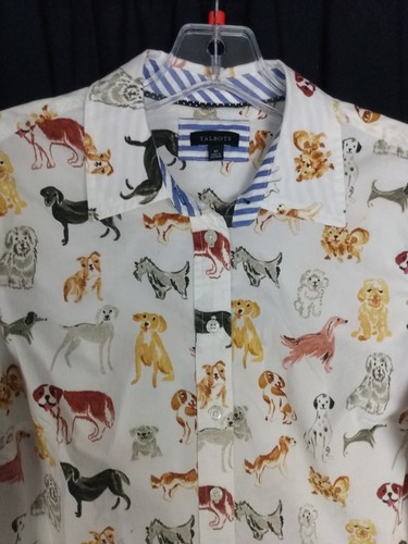 Talbots Dog Days Cotton Button Front Shirt Beige Size XS - Bild 2 von 7