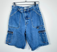 Y2K Cargo Jean Shorts Men's 30 x 12 Blue Denim Baggy Fit Utility Streetwear