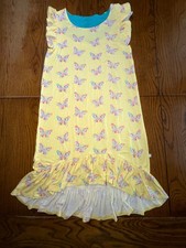 Posh Peanut Hi-lo Keira Print Yellow Butterfly Bamboo Dress EUC Girls Size 10