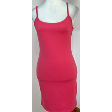 Top Shop Bodycon Dress Pink Size 10 Strappy Ribbed Stretchy Side Zip Summer