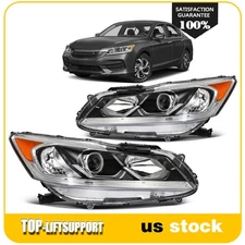 2Pcs Pair Headlights Assembly For 2016-2017 Honda Accord Sedan 4Door w/Projector