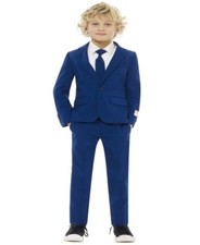 Opposuits Boys Navy Royale Solid Color Suit - Blazer Pants and Tie - Blue