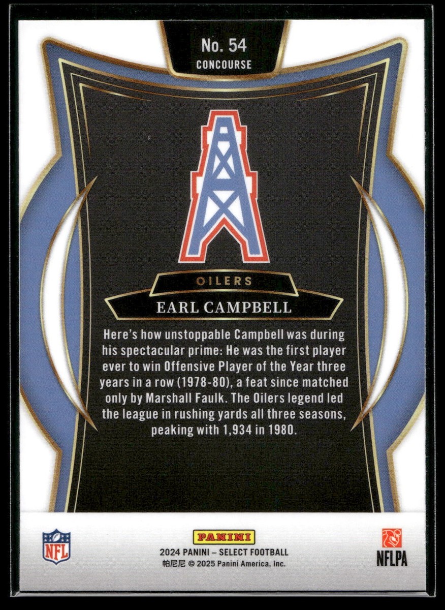 2024 Panini Select Earl Campbell CONCOURSE BASE CARD Houston