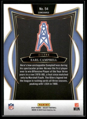 2024 Panini Select Earl Campbell CONCOURSE BASE CARD Houston