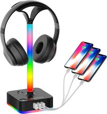 Headphone Stand RGB with USB Charger Gaming Headset Holder Hanger with 3USB