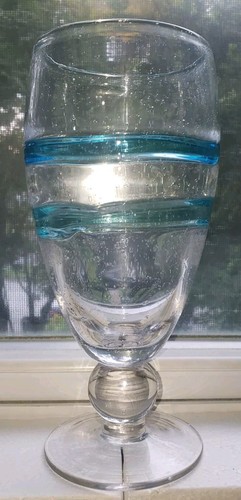 Aqua Blue Banded, Seeded Glasses~Set Of 3 - Bild 2 von 5