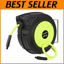 Heavy Duty 3/8 in. x 50 ft. Retractable Air Hose Reel - ZillaGreen, Lightweight