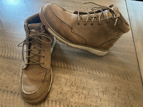 Herren Größe 13M Carhartt Millbrook 5" Leder Mokassin Weiche Spitze Schnürung Keilabsatz Stiefel Hellbraun
