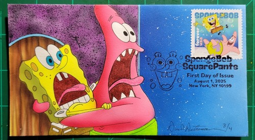 Peterman Hand Painted Sponge Bob Square Pants, Set of 4, Sc.#6025-28 First Day - Picture 4 of 4
