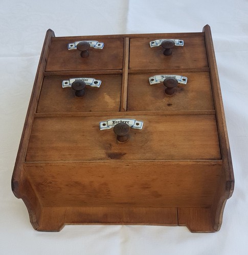 Vintage Antikes Gewürz-Wandkästchen ca: 1900 5 Schubladen - Bild 2 von 4