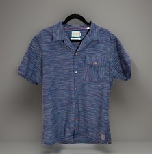 Scotch  Soda Shirt Men's Size XL Linen Cotton Button Up Blue Spaced Out Stripe