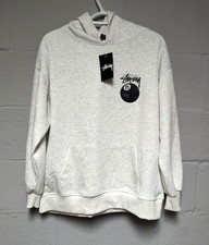 NWT Stussy 8 Ball Pullover Hoodie Heathered Gray Size M Front  Back Graphic